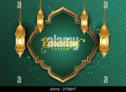 salutations de kareem de ramadan. lanterne dorée arrière-plan suspendu .vecteur illustration design Illustration de Vecteur
