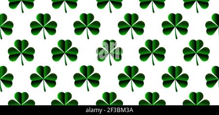 Motif sans couture Shamrock sur fond blanc. Banque D'Images