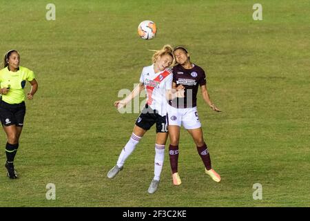Moron, province de Buenos Aires, Argentine. 15 mars 2021. SPORTS.- 15 mars 2021. Moron, province de Buenos Aires, Argentine.- River plate (ARG) et Ferroviaria (Brésil) jouent les derniers quarts de la femme de football CONMEBOL Copa Libertadores, au stade Deportivo Moron à Moron, province de Buenos Aires, Argentine, le lundi 15 mars, 2021. Credit: Julieta Ferrario/ZUMA Wire/Alay Live News Banque D'Images