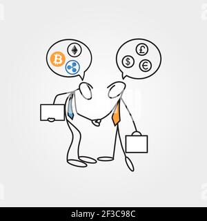 Dessin dessin dessin animé bâton figure vecteur hommes d'affaires ayant un dilemme Illustration de Vecteur