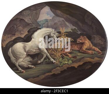 Un cheval effrayé par un Lioness, ca. 1800. Après George Stubbs Banque D'Images