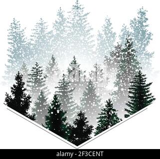 Neige dans l'illustration de la forêt Illustration de Vecteur