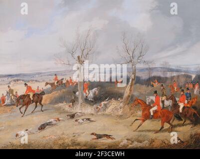 Scène de chasse : en Cry plein;la chasse de Belvoir : Cry plein, env. 1840. Banque D'Images