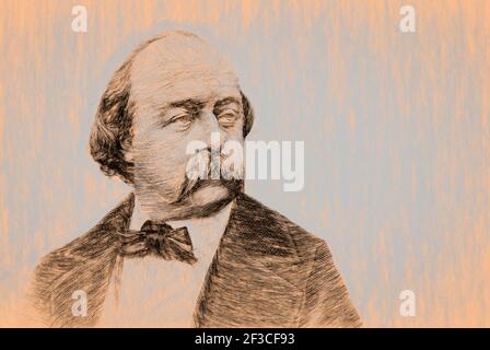 Gustave Flaubert, 1821 – 1880, romancier français Banque D'Images