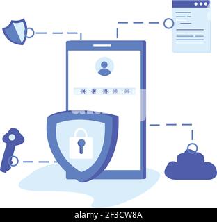 Bannière de site Web de conception plate de sécurité Internet, piratage, fuites de sécurité concept de protection des données dessin animé moderne de style dessin animé, illustration vectorielle, Illustration de Vecteur