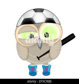 Petit hibou avec une batte de baseball. Illustration vectorielle. Illustration de Vecteur
