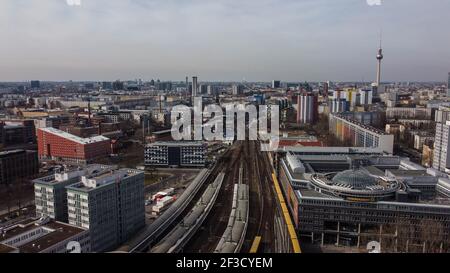 Gare de Berlin est d'en haut Banque D'Images