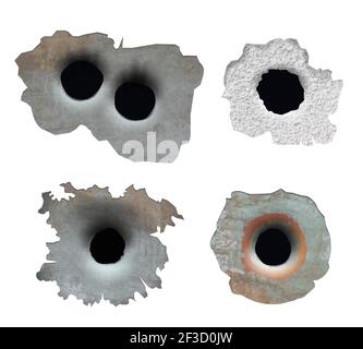 Trou cylindrique. Écraser le verre brisé endommagé du pistolet en brisant les morceaux lignes de balle du vecteur de surface cassé Illustration de Vecteur