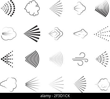 Symboles de pulvérisation. Ensemble d'icônes vectorielles de désodorisant pour douche à jet de vapeur et de gaz d'eau Illustration de Vecteur