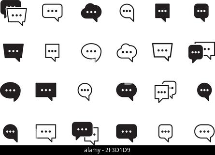 Bulles de discussion. Symboles parlants cercle et carrés icônes pour messagers en ligne dialogue communication vecteur pictogramme Illustration de Vecteur