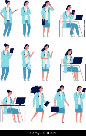 Femme médecin. Femme médecin travailleur santé responsable bonne spécialiste soins de santé hôpital personne vecteur personnages Illustration de Vecteur