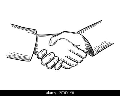 Esquisse de poignée de main. Business concept People Handshakes vector doodles Illustration de Vecteur