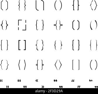 Accolades. Les parenthèses des panneaux scolaires impriment des parenthèses des symboles vectoriels graphiques Illustration de Vecteur