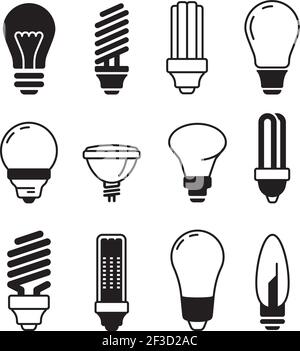 Icônes d'ampoule. Collection d'ampoules vectorielles Energy Modern Illustration de Vecteur