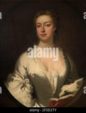 Portrait d'UNE Dame en blanc et Ermine, 1738. Banque D'Images