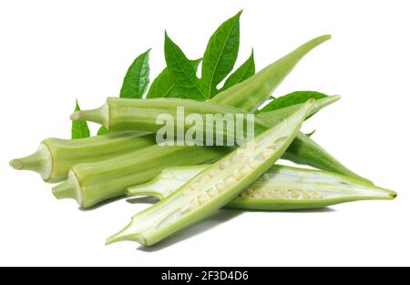 Okra isolé sur fond blanc Banque D'Images