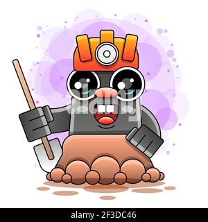 Caricature mole drôle portant un casque et des lunettes vecteur Illustration de Vecteur