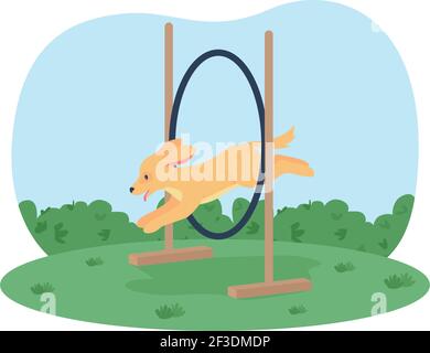 Bannière Web vecteur 2D entraînement chiot, affiche Illustration de Vecteur