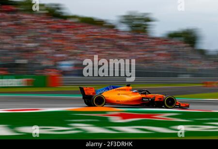 14 ALONSO Fernando (spa), McLaren Renault MCL33, action pendant le championnat du monde de Formule 1 FIA 2018, Grand Prix d'Italie, à Monza du 30 août au 2 septembre - photo DPPI Banque D'Images