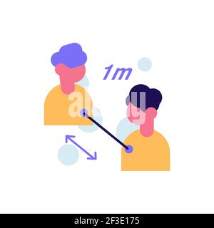 Social distancer logo pandémie icône vecteur plat Illustration de Vecteur