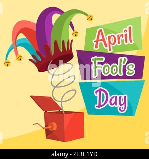 Une affiche de Fools Day avec un chapeau de jesters. Illustration de Vecteur