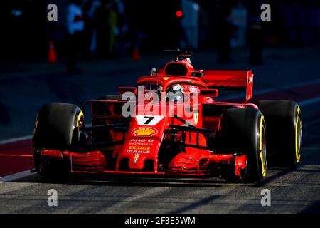 RAIKKONEN Kimi (fin), Scuderia Ferrari SF71H, action lors des épreuves d'hiver de Formule 1 2018 à Barcelone, Espagne du 6 au 9 mars - photo DPPI Banque D'Images