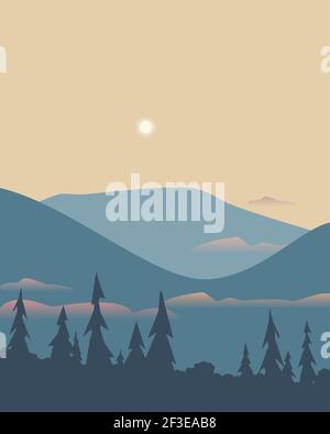 Montagnes panorama paysage Illustration de Vecteur