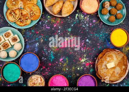 La cuisine traditionnelle indienne Holi festival Banque D'Images