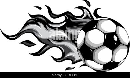 ballon de football sur motif vectoriel de feu Illustration de Vecteur