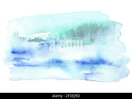 Fond bleu aquarelle. Texture dessinée à la main Banque D'Images
