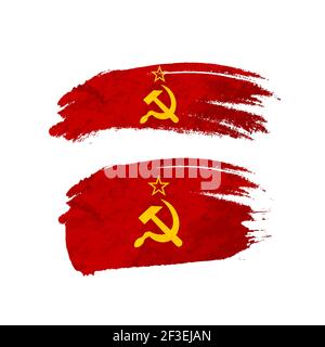 Grassez le pinceau avec le drapeau national de l'URSS isolé sur le blanc Illustration de Vecteur