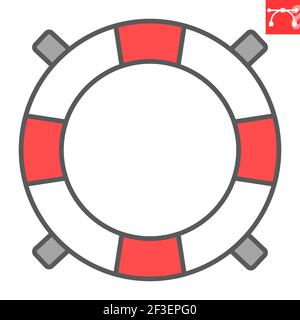 Icône de ligne de couleur de bouée de sauvetage, sauveteur et aide, icône de vecteur de sauvetage, graphiques vectoriels, signe de contour rempli de contour modifiable, eps 10. Illustration de Vecteur