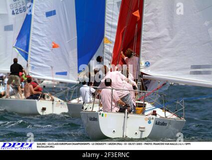 VOILE - CHAMPIONNAT D'EUROPE DE CLASSE J24 - LE CROUESTY / ARZON (FRA) - 01-08/07/2005 - PHOTO : FRANÇOIS VAN MALLEGHEM / DPPI KILCULLEN (IRL) Banque D'Images