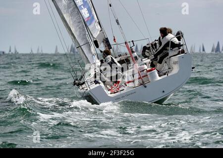 M34 ville de Genève , skipper N. Groux pendant le SPI Ouest France Intermarche 2014 à la Trinite sur Mer, Baie de Quiberon, Ouest de la France, le 18 avril 2014 - photo François Van Malleghem / DPPI Banque D'Images