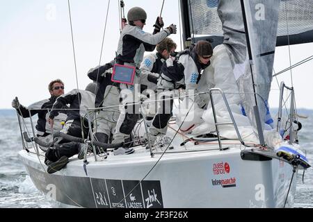 M34 ville de Genève , skipper N. Groux pendant le SPI Ouest France Intermarche 2014 à la Trinite sur Mer, Baie de Quiberon, Ouest de la France, le 18 avril 2014 - photo François Van Malleghem / DPPI Banque D'Images