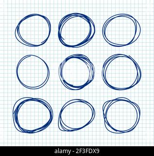 Dessin au crayon cercles vecteur défini sur la page de note Illustration de Vecteur