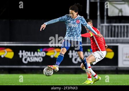 ALKMAAR, PAYS-BAS - MARS 15: Kian Fitz-Jim de Jong Ajax, Peer Koopmeiners de Jong AZ pendant le match néerlandais de Keukenkampidivoenie entre Jong AZ Banque D'Images