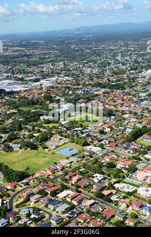 Vues aériennes sur la banlieue sud de Brisbane, Austraia. Banque D'Images