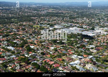 Vues aériennes sur la banlieue sud de Brisbane, Austraia. Banque D'Images