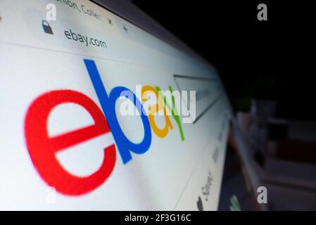 Gros plan du logo eBay sur son site Web Banque D'Images