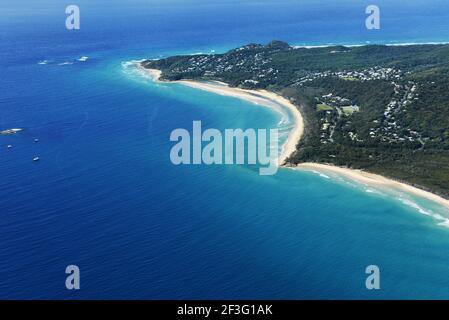 Vue aérienne de Point Lookout sur North Stradbroke Island, Queensland, Australie. Banque D'Images