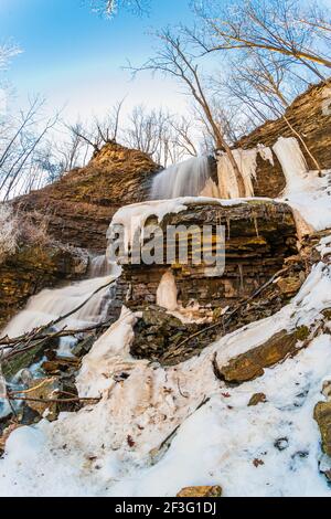 Billy Green Waterfalls Hamilton Ontario Canada en hiver Banque D'Images