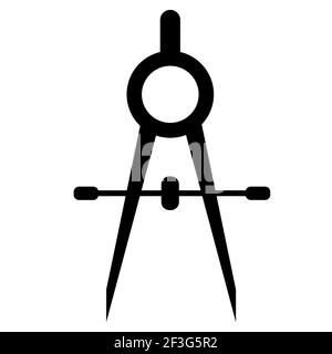 icône de compas de bureau sur fond blanc. silhouette de compas. enseigne de compas. style plat. Banque D'Images