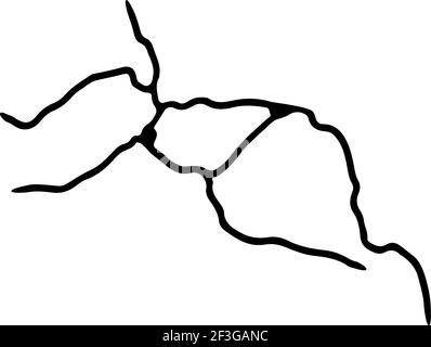 Fissure de Kintsugi. Tremblement de terre et fissures de terre, effet de trou, craquelure et texture endommagée. Les illustrations vectorielles peuvent être utilisées pour les décorations kintsugi Illustration de Vecteur