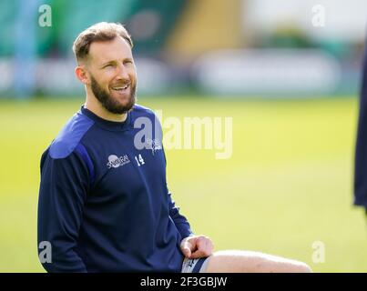 Solde aile Sharks Byron McGuigan se réchauffe avant un match de rugby Union de la première ronde 13 de Gallagher, samedi 13 mars 2021, à Northampton, Ki Uni Banque D'Images