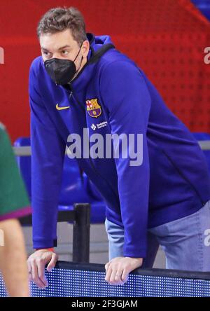 Barcelone, Espagne. 16 mars 2021. 16 mars 2021, Barcelone, Catalogne, Espagne: Pau Gasol pendant le match entre le FC Barcelone et Unicaja Malaga, correspondant à la semaine 25 de la Liga Endesa, joué au Palau Blaugrana. Photo: JGS/Cormon Press crédit: CORMON PRESS/Alamy Live News Banque D'Images