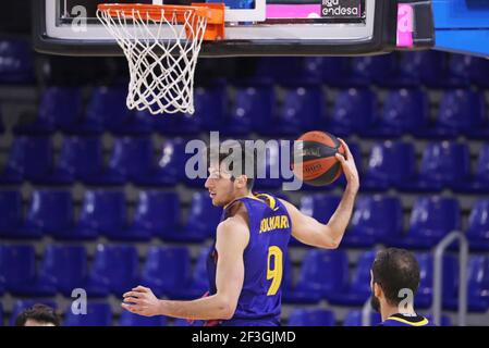 Barcelone, Espagne. 16 mars 2021. 16 mars 2021, Barcelone, Catalogne, Espagne: Leandro Bolmaro pendant le match between FC Barcelona et Unicaja Malaga, correspondant à la semaine 25 de la Liga Endesa, joué au Palau Blaugrana. Photo: JGS/Cormon Press crédit: CORMON PRESS/Alamy Live News Banque D'Images