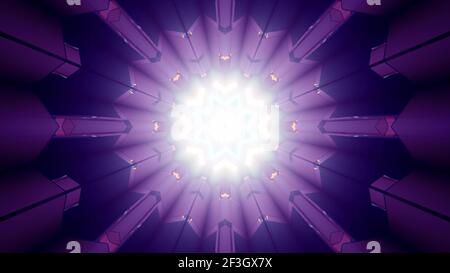 illustration 3d du couloir géométrique violet Banque D'Images