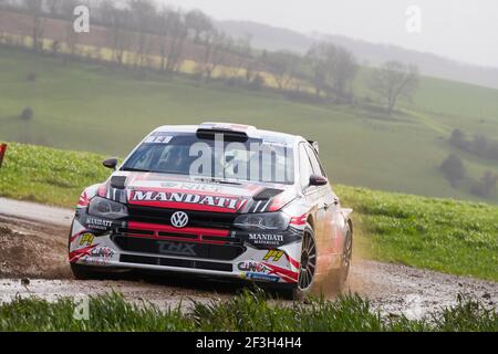 14 CIAMIN Nicolas, ROCHE Yannick , Volkswagen Polo , action pendant le championnat de rallye français 2019, Rallye du Touquet du 14 au 16 mars au Touquet, France - photo Gregory Lenormand / DPPI Banque D'Images