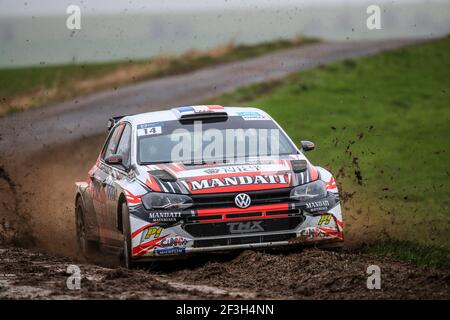 14 CIAMIN Nicolas, ROCHE Yannick, Volkswagen Polo, action pendant le championnat de rallye français 2019, Rallye du Touquet du 14 au 16 mars au Touquet, France - photo Gregory Lenormand / DPPI Banque D'Images
